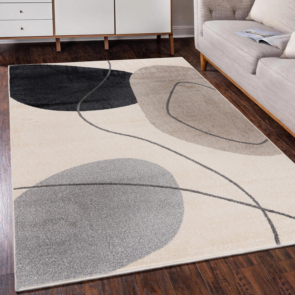 TEPPICH Beige Geometrisch In-Outdoor Pflanzlich Kurzflor Rechteckig 160 x 230 cm - Taupe/Beige, Textil (160/230cm) - Mazovia