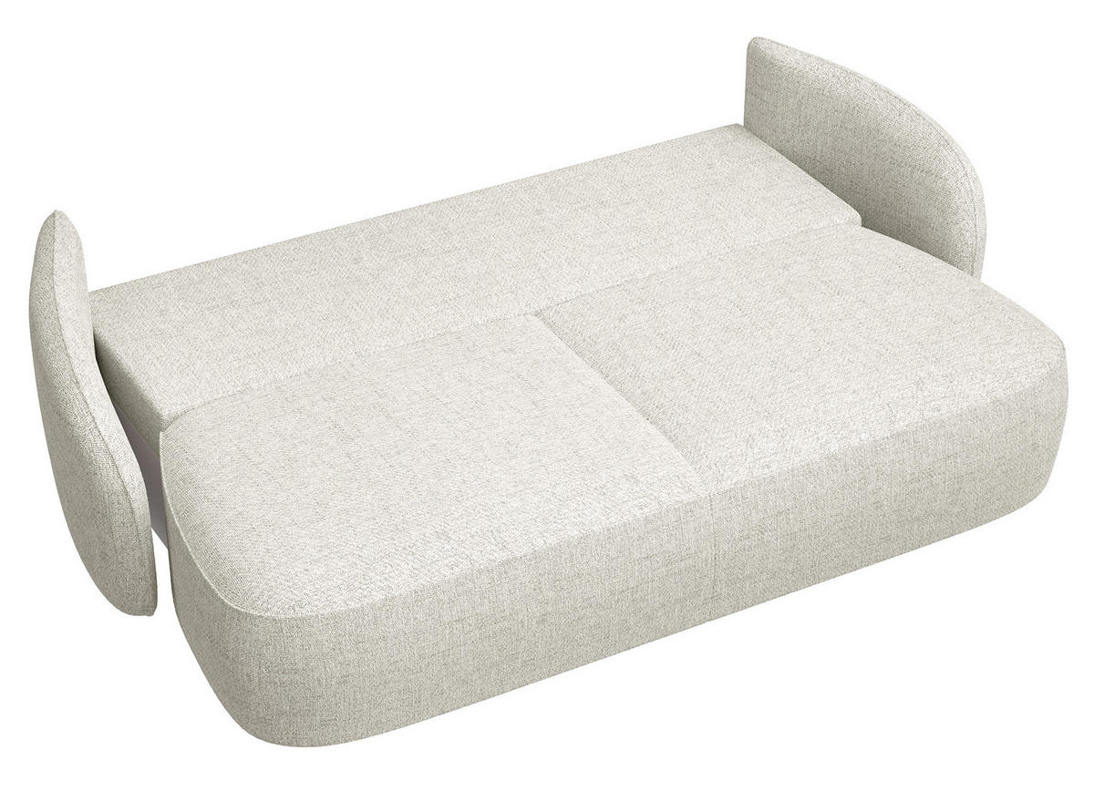 3-SITZER-SOFA Savoy Cremeweiß mit Schlaffunktion - Creme/Schwarz, Kunststoff/Textil (254/96/105cm) - Selsey