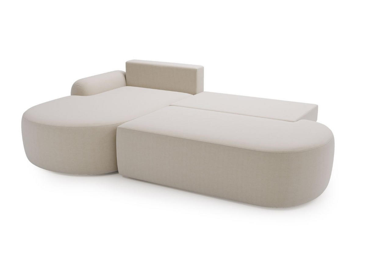 ECKSOFA Aurio O Bouclé-Stoff Creme Links - Creme, Holz/Textil (271/177cm) - Graingold