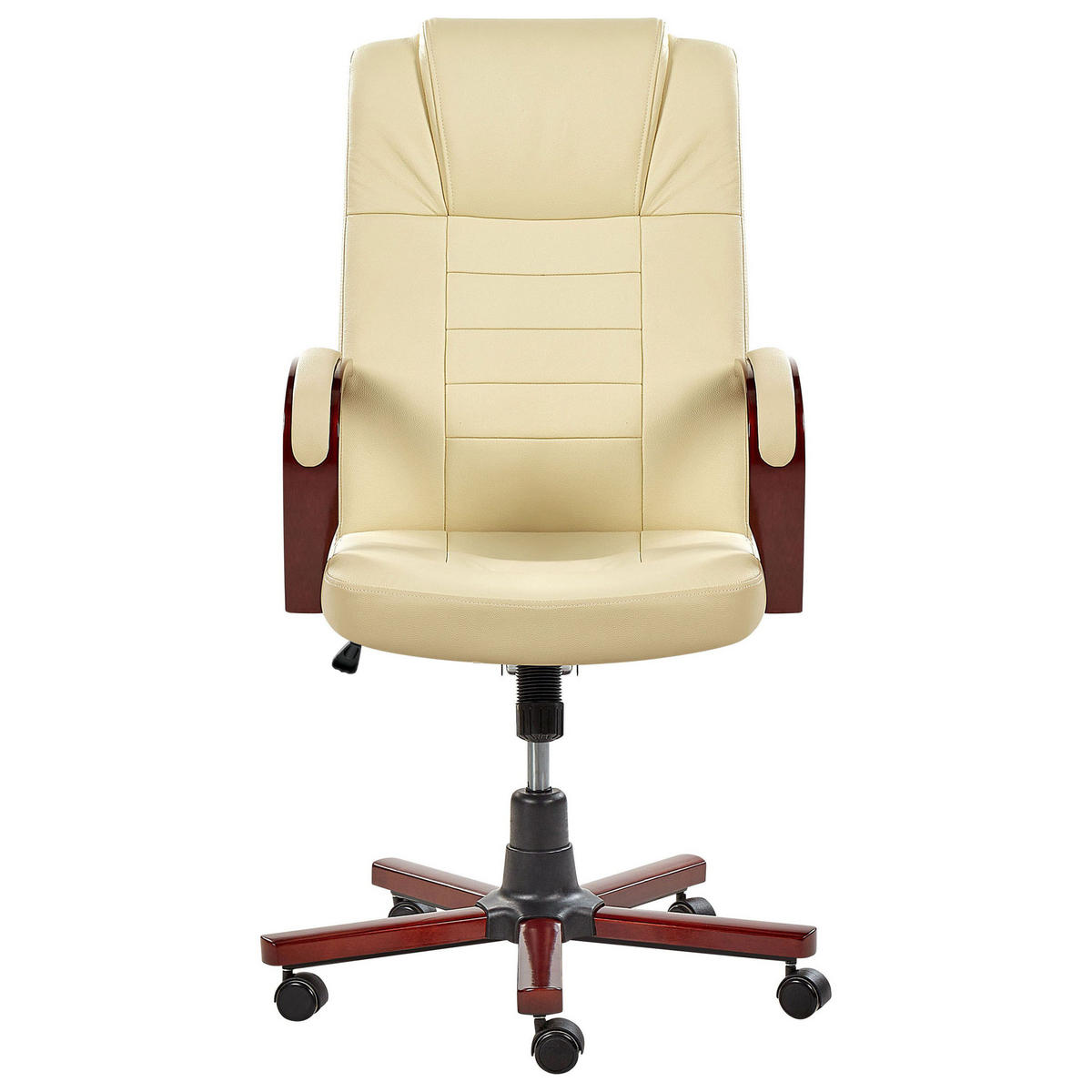 BÜROSTUHL Leder Beige Diamond - Beige, Holz/Fell (67/114/67cm) - Beliani