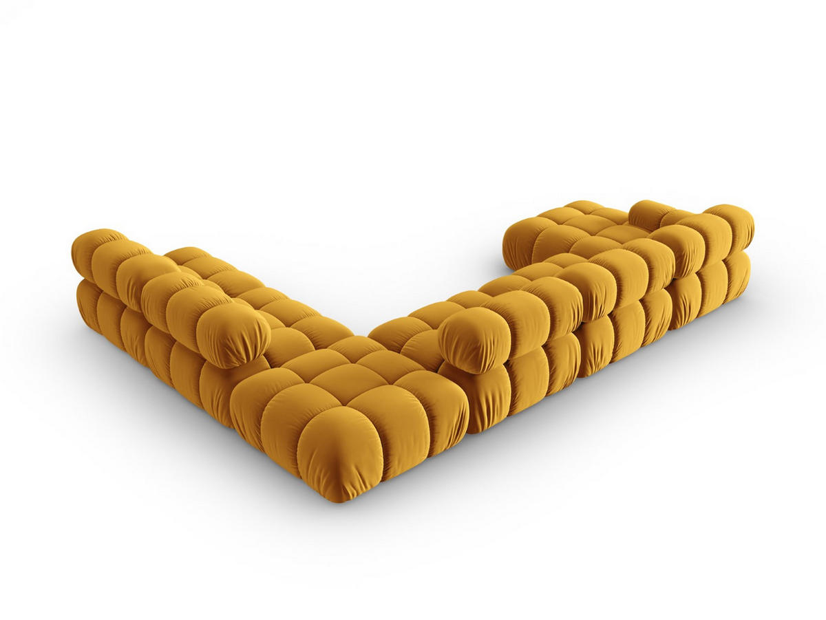 MODULARES-PANORAMASOFA rechts Bellis aus Samt gelb 7 Sitzplätze - Gelb, Textil (282/63/379cm) - Micadoni