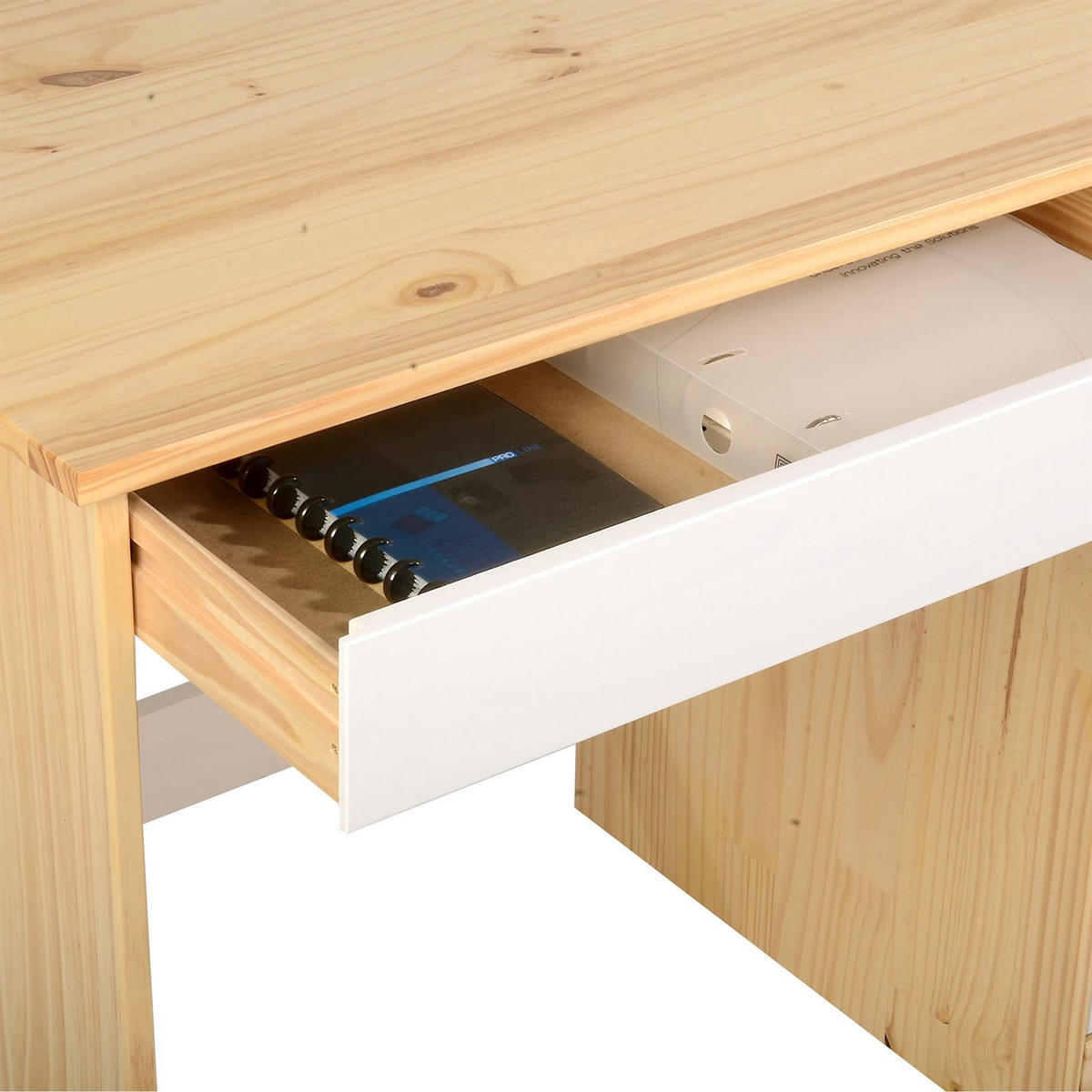 SCHREIBTISCH HUGO - Weiß/Naturfarben, Holz (54/114/76cm) - IDIMEX