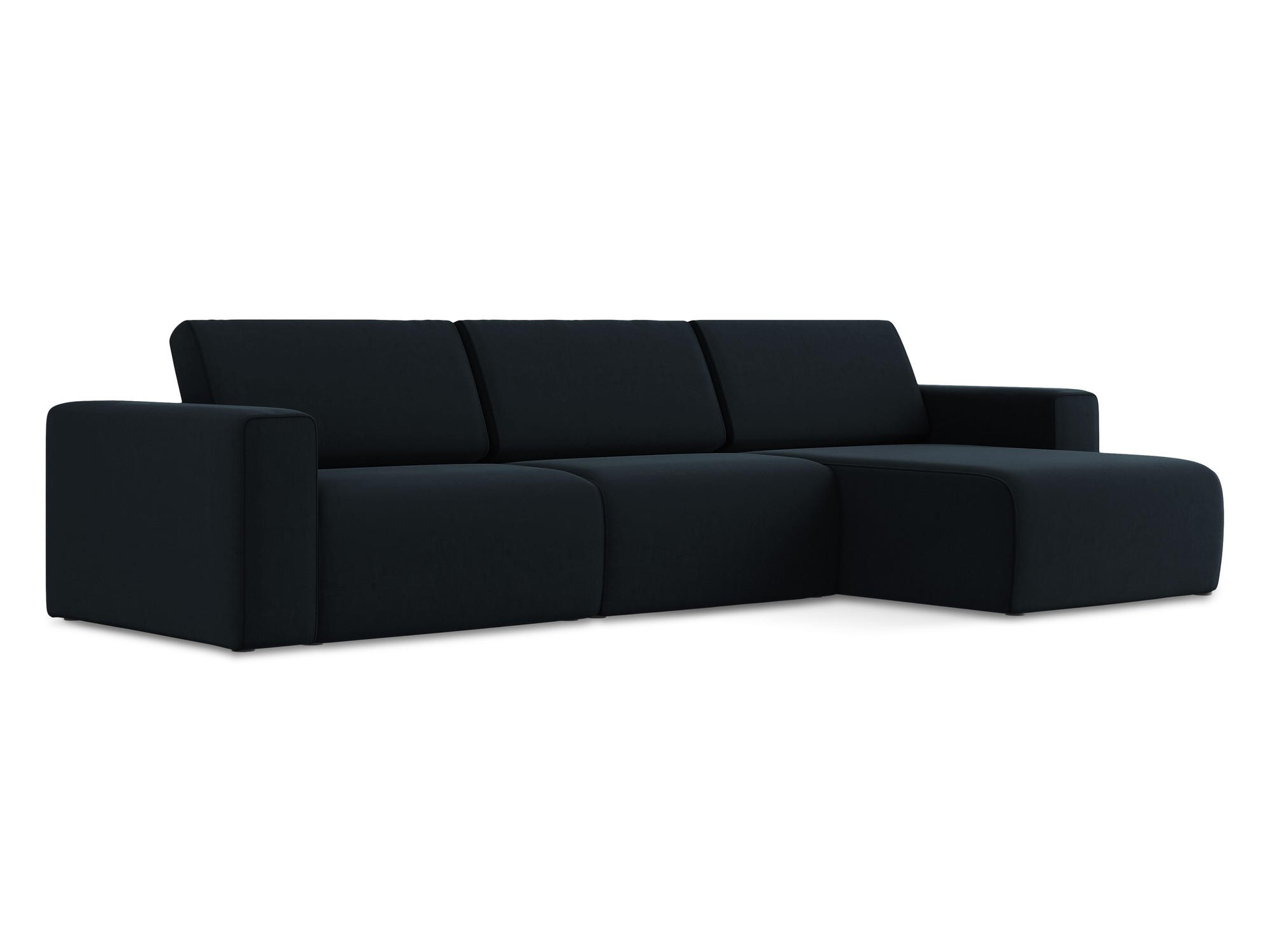 ECKSOFA Rechts Samt Stoff Blau - Blau/Schwarz, Kunststoff/Textil (314/167cm) - Makamii