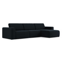 ECKSOFA Rechts Samt Stoff Blau - Blau/Schwarz, Kunststoff/Textil (314/167cm) - Makamii