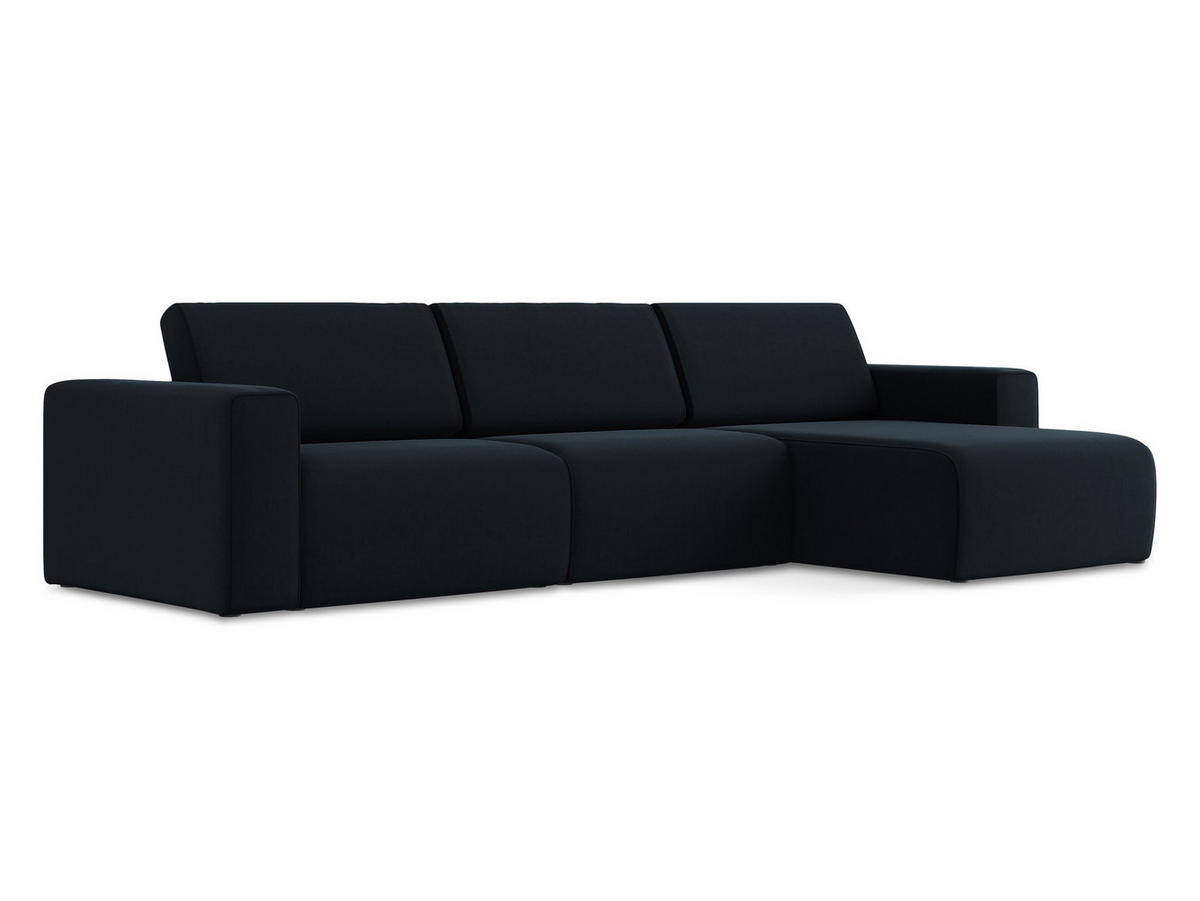 ECKSOFA Rechts Samt Stoff Blau - Blau/Schwarz, Kunststoff/Textil (314/167cm) - Makamii