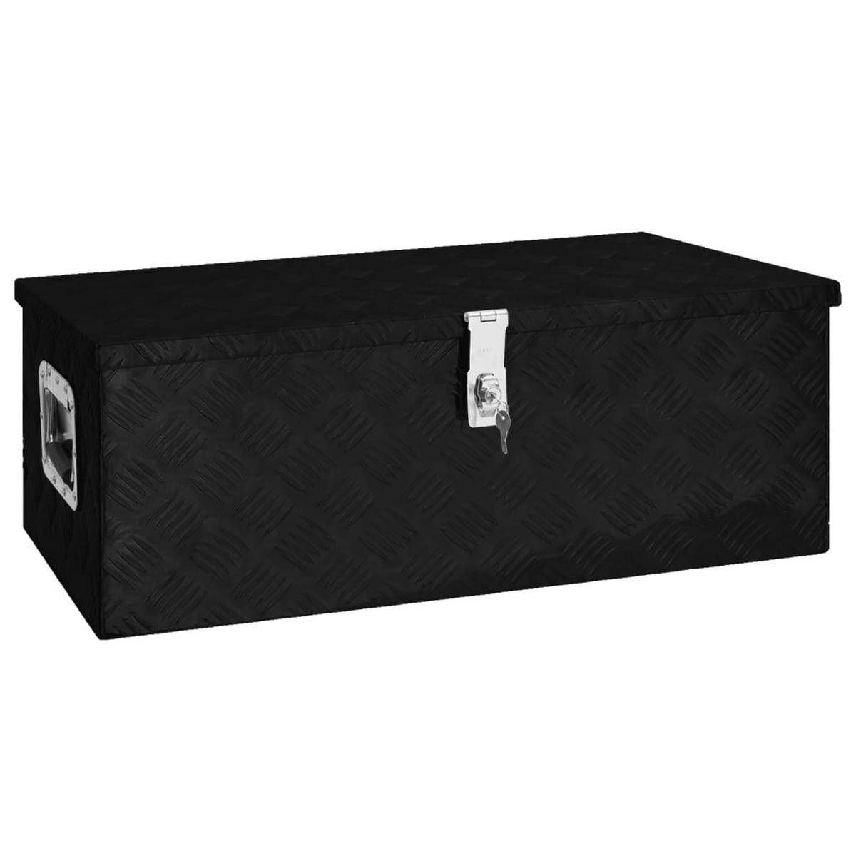 ALUMINIUMBOX mit Deckel Metallkiste 80x39x30 cm Schwarz - Schwarz, Metall (80/30/39cm) - DELUKE