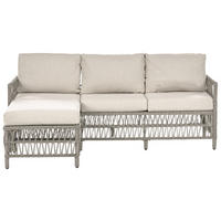 GARTENSOFA mit Ottomane 3-Sitzer Polyrattan Grau Ofena - Grau, Kunststoff (186/83/66cm) - Beliani