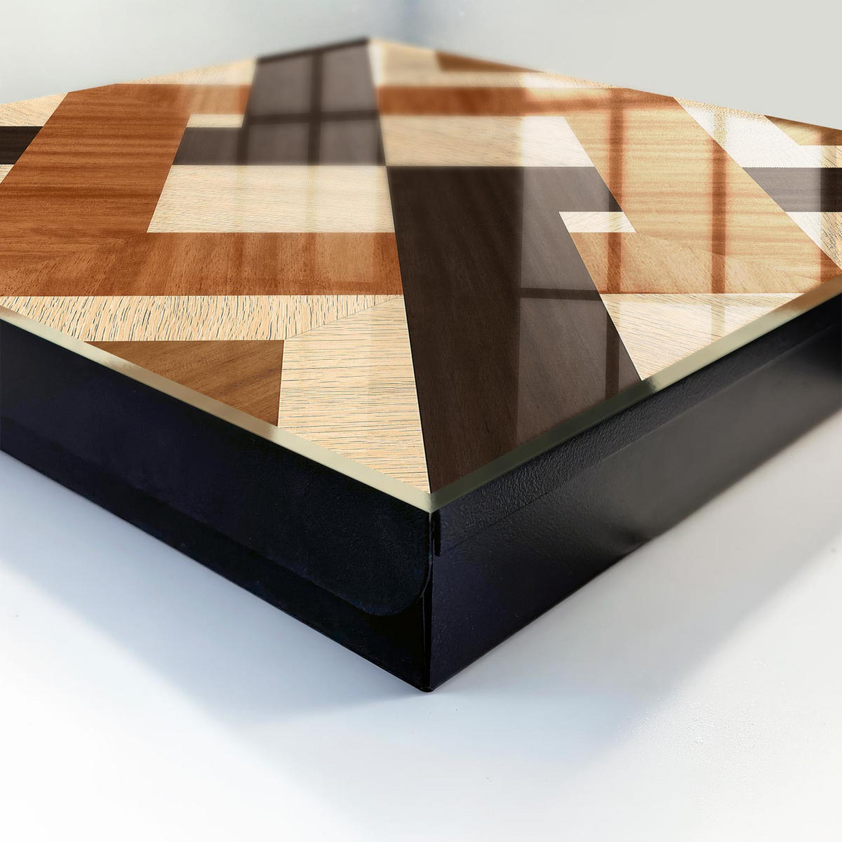 SCHLÜSSELBOX Schwarz 30x30 cm- Türöffnung nach rechts - Moderne Geometrie - Braun, Metall (30/30/5cm) - TULUP