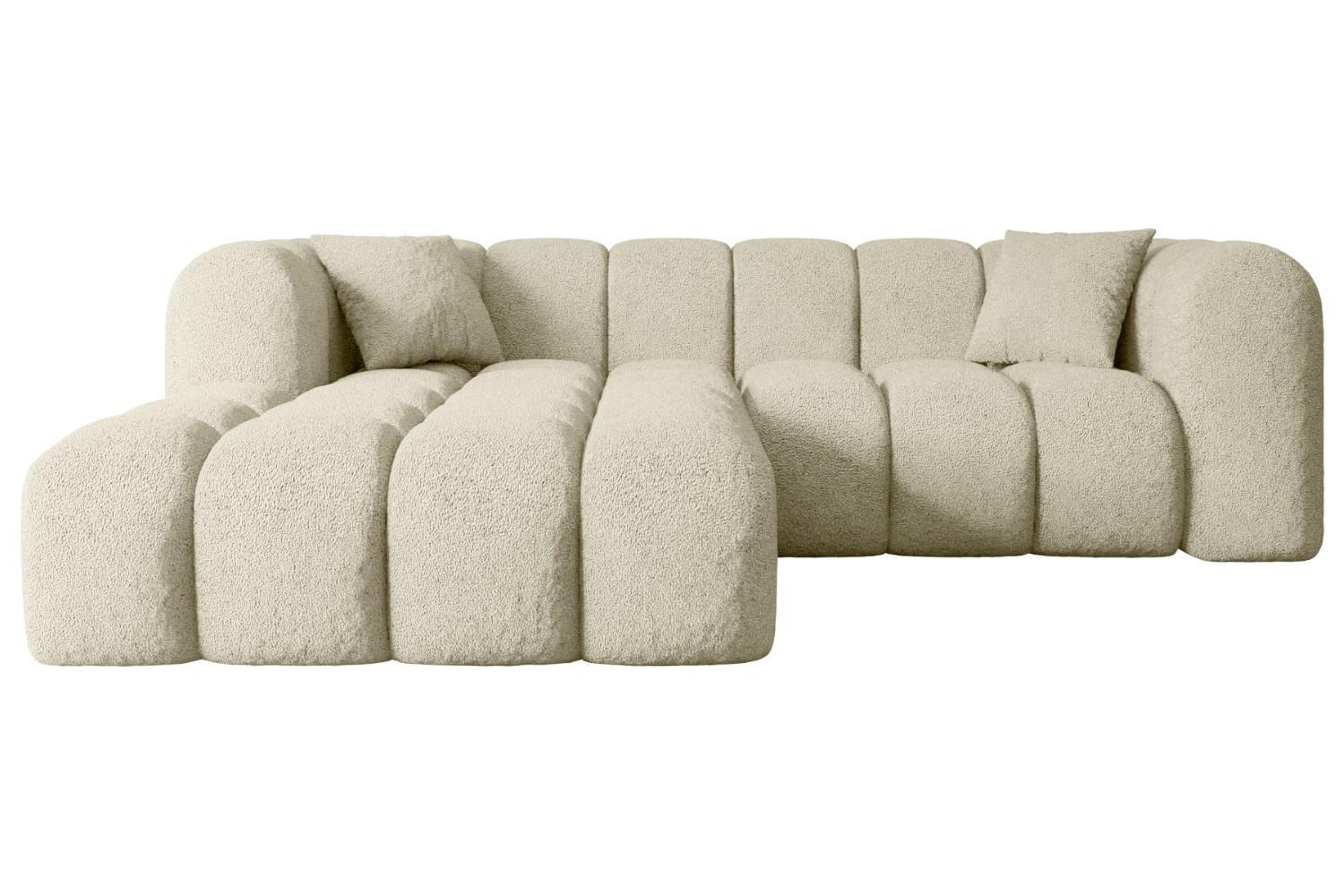 ECKSOFA Ottomane Links OLEA-L1 - 231x173x74 cm Beige Bouclé - Beige/Schwarz, Holzwerkstoff/Kunststoff (190/242cm) - ALTDECOR