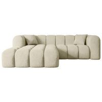 ECKSOFA Ottomane Links OLEA-L1 - 231x173x74 cm Beige Bouclé - Beige/Schwarz, Holzwerkstoff/Kunststoff (190/242cm) - ALTDECOR