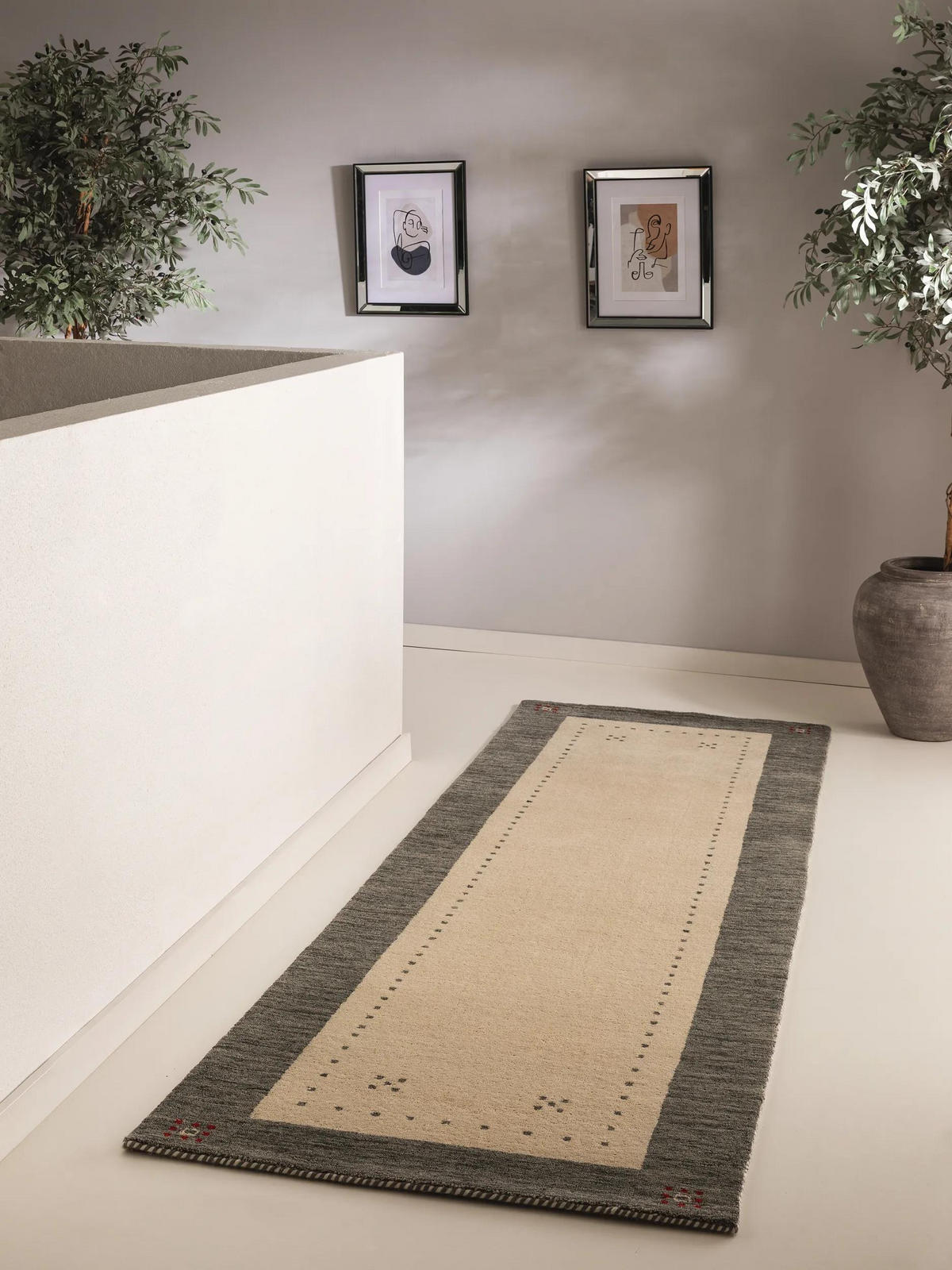 WOLLTEPPICH-LÄUFER Jamal Beige/Grau 80x300 cm - Beige, Textil (80/300cm) - benuta Nest