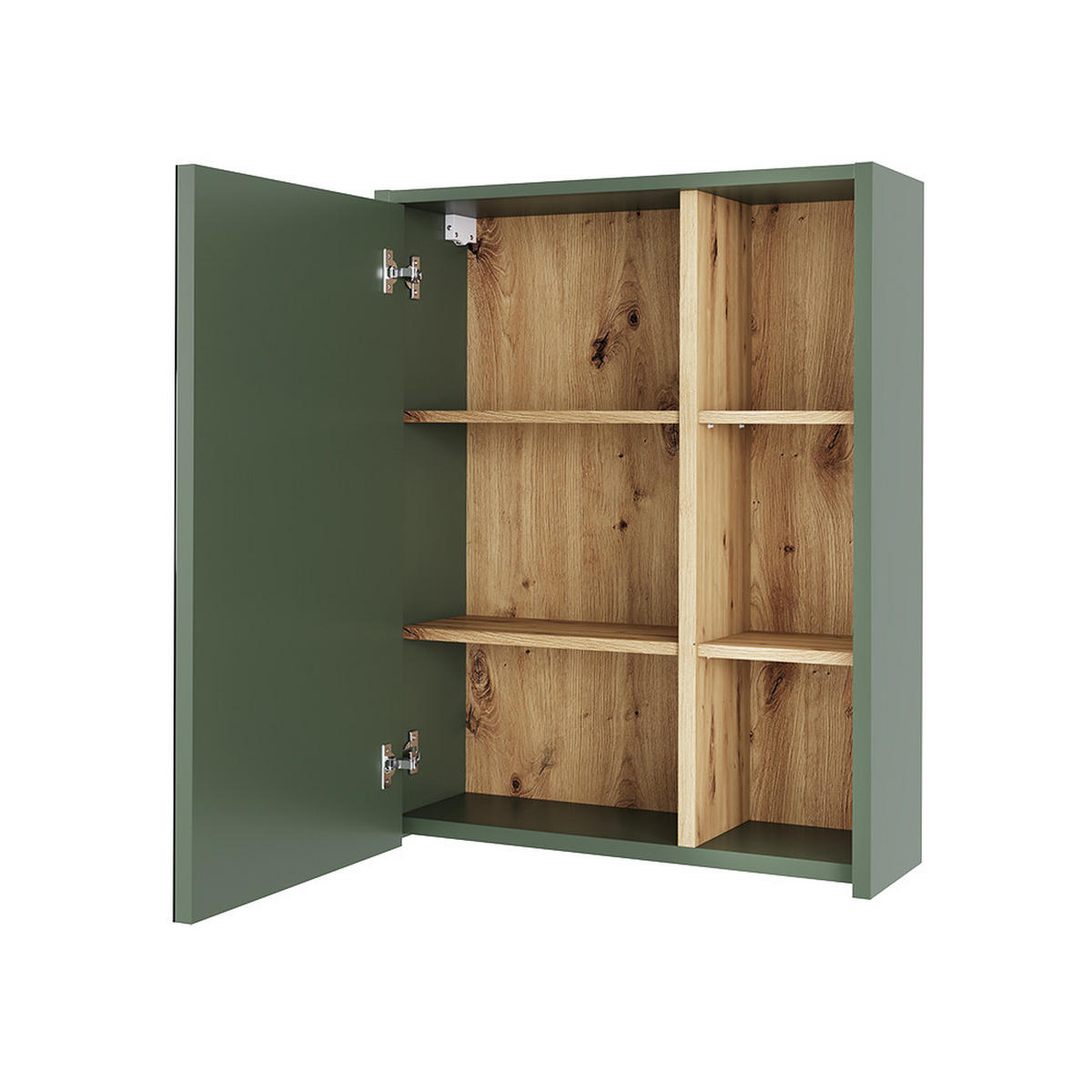 KOUPELNOVÁ SKŘÍŇKA SE ZRCADLEM Viola Zelená/umělecká - dub artisan/zelená barva, kompozitní dřevo (60/75/18cm) - Vicco