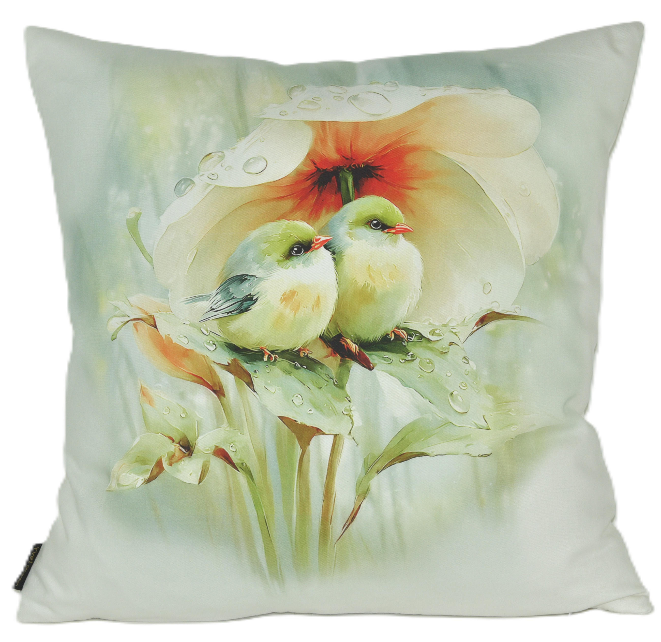 KISSENHÜLLE FRÜHLINGSFEST VÖGEL - Mintgrün, Textil (50/50cm) - Yve! decoration