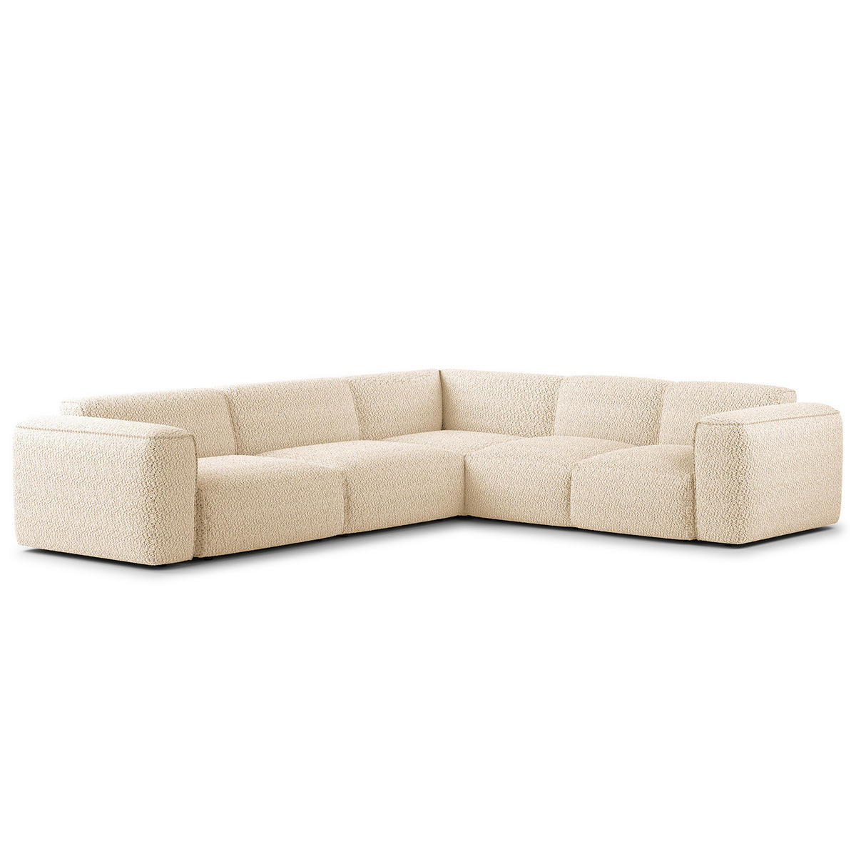 ECKSOFA mit Rundecke - Beige/Schwarz, Kunststoff/Textil (325/260cm) - home24