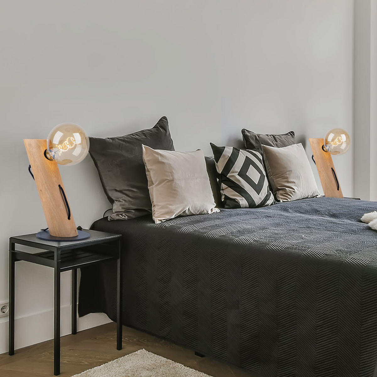 TISCHLEUCHTE PALO Braun Holz 2er Set - Braun, Holz (16/8/28.2cm)