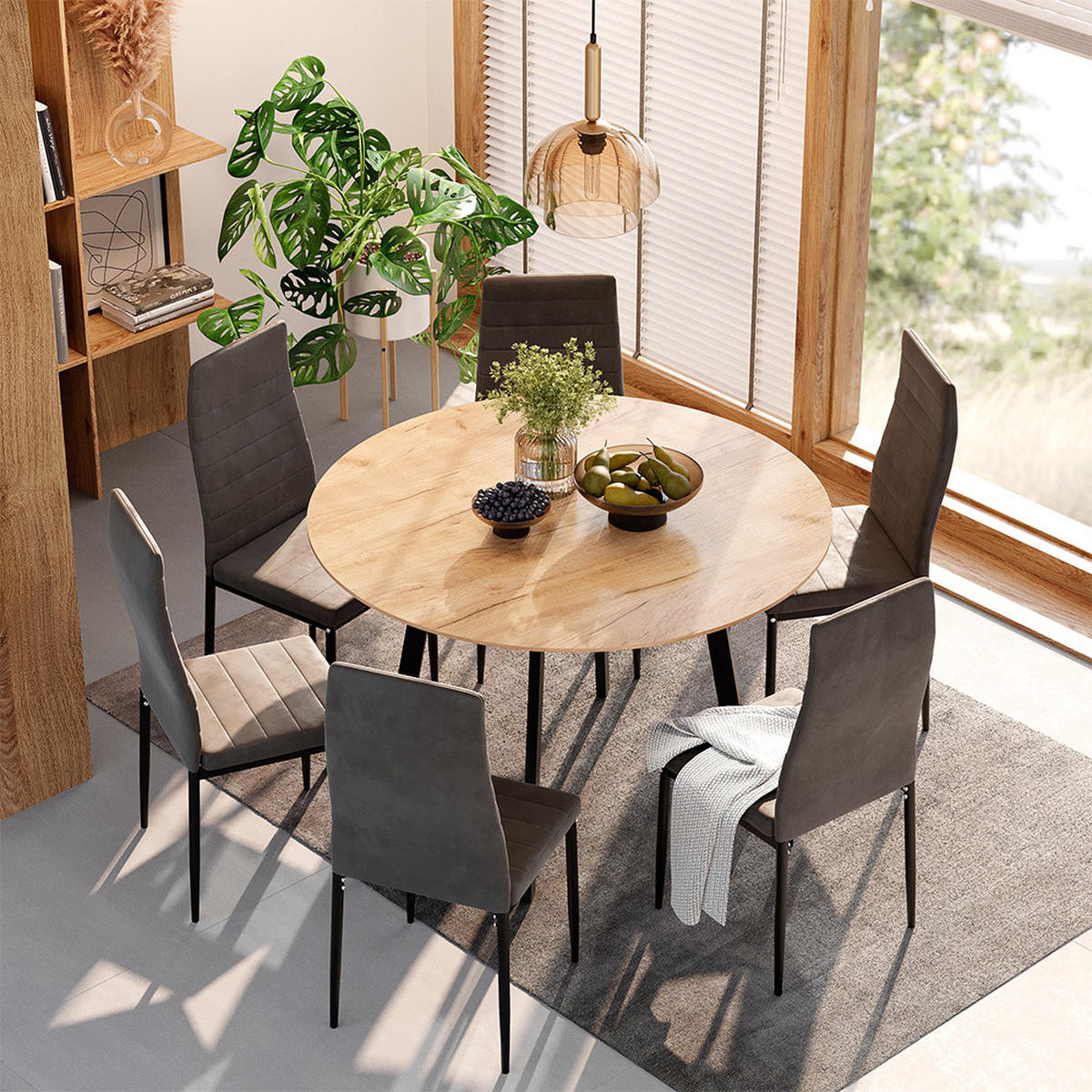 JÍDELNÍ STŮL Halvar Černá - medově dubová/černá, kompozitní dřevo (120/120/76.5cm) - Vicco