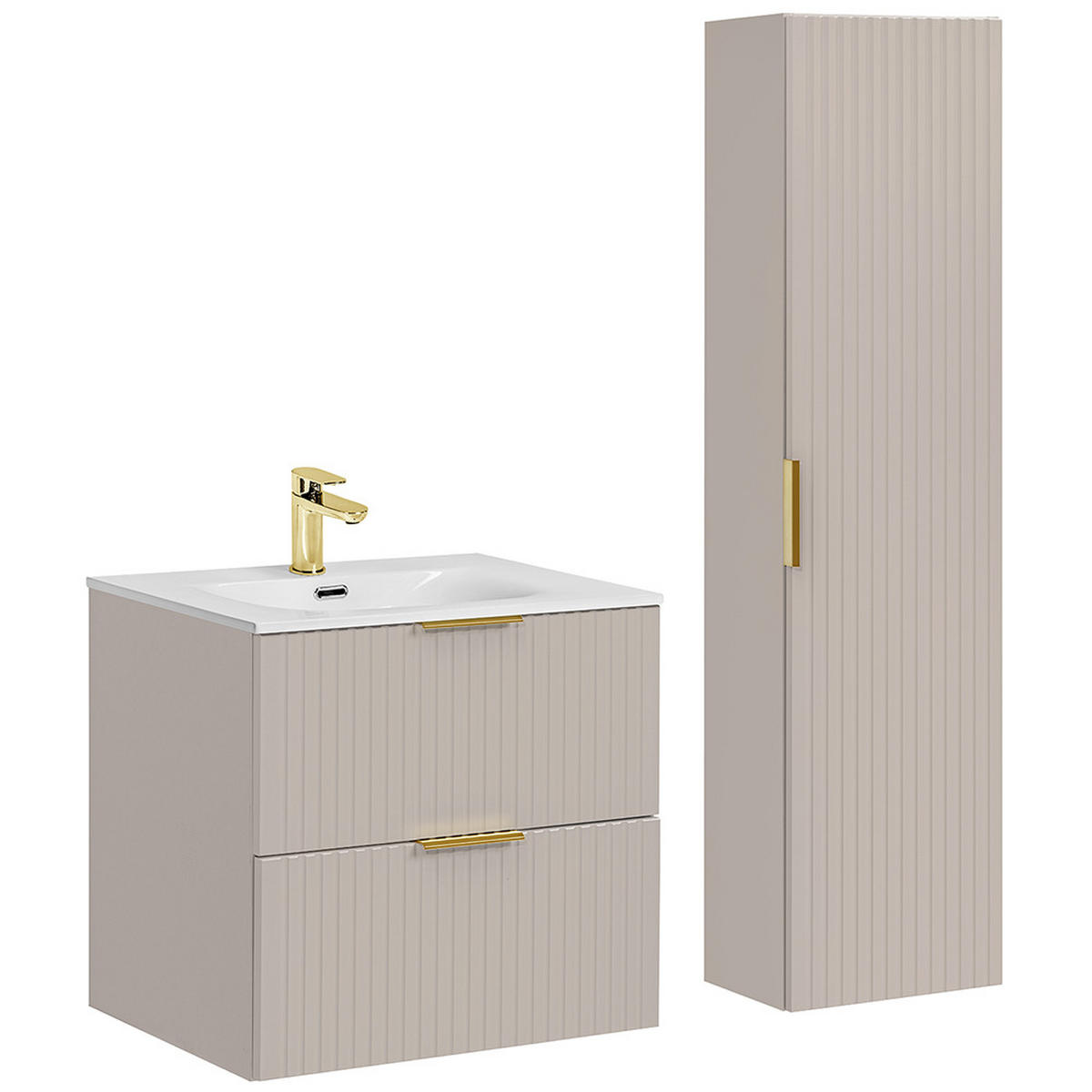 BADMÖBEL-SET 2-TLG. Adelaide-56 - Beige, Holzwerkstoff (110/180/46cm) - Lomado