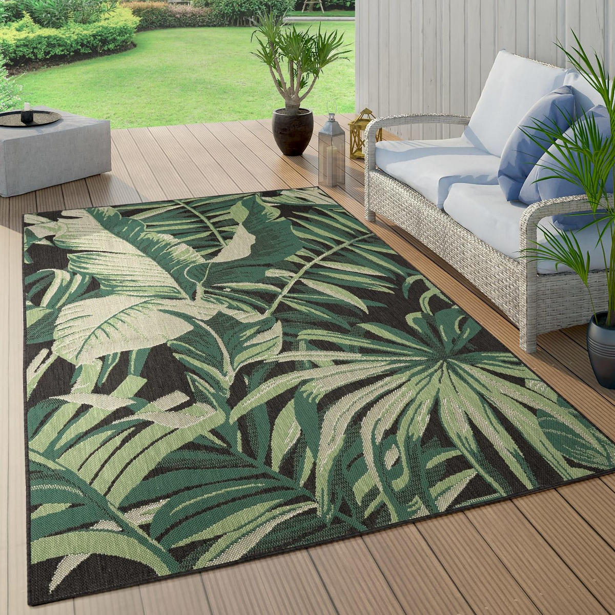 OUTDOOR-TEPPICH OSTENDE 551 SCHWARZ 160X230 - Schwarz, Textil (160/230cm) - Paco Home