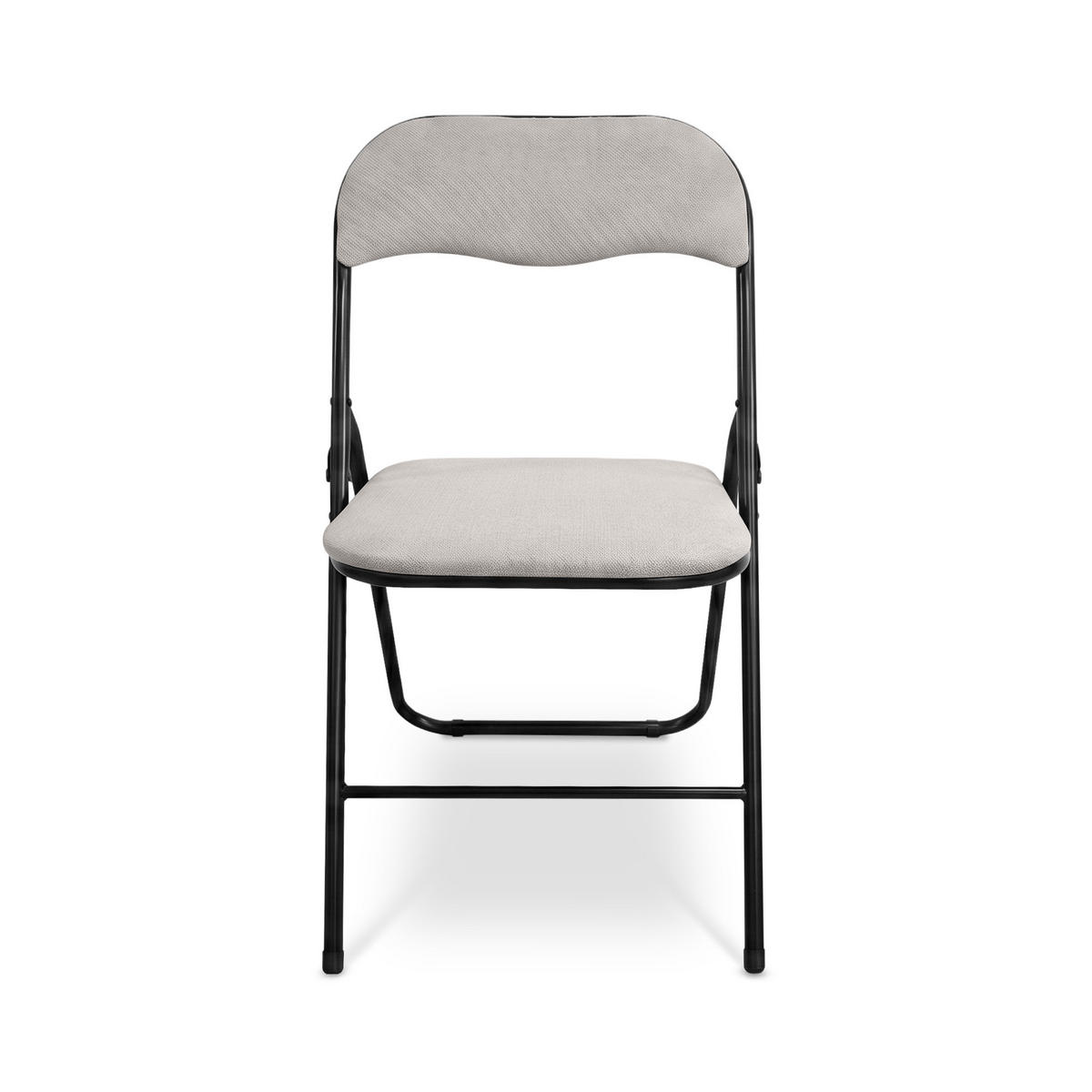 KLAPPSTÜHLE 6er-Set gepolstert, brauner Stoff und schwarze Metallbeine - Greta - Schwarz/Grau, Textil/Metall (44/78/46cm) - Sicaan