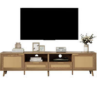 TV-SCHRANK mit Rattendesign 200 x 37 x 49 cm Oak - Braun, Holzwerkstoff (37/49/200cm) - Beauniv
