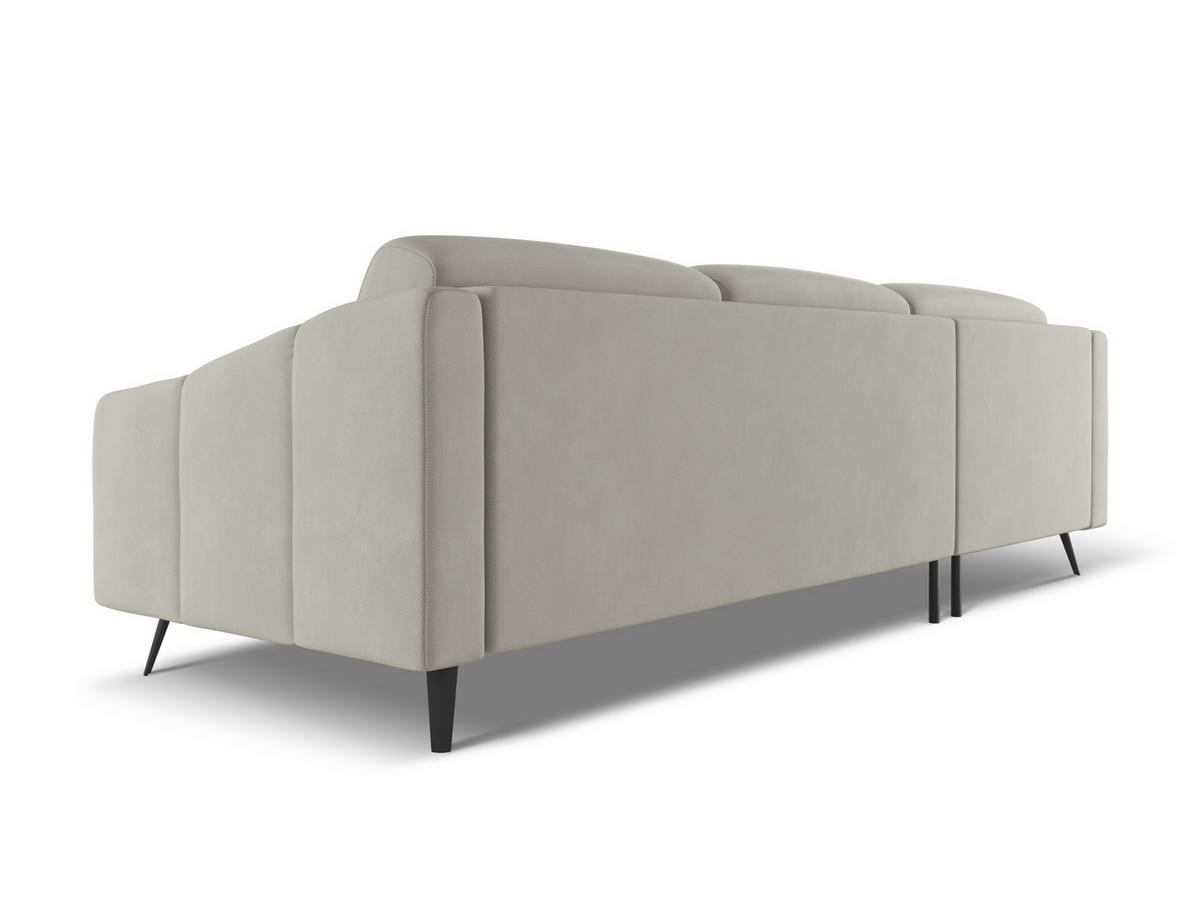 ECKSOFA Rechts Chenille Stoff Beige - Beige/Schwarz, Textil/Metall (264/160cm) - Makamii