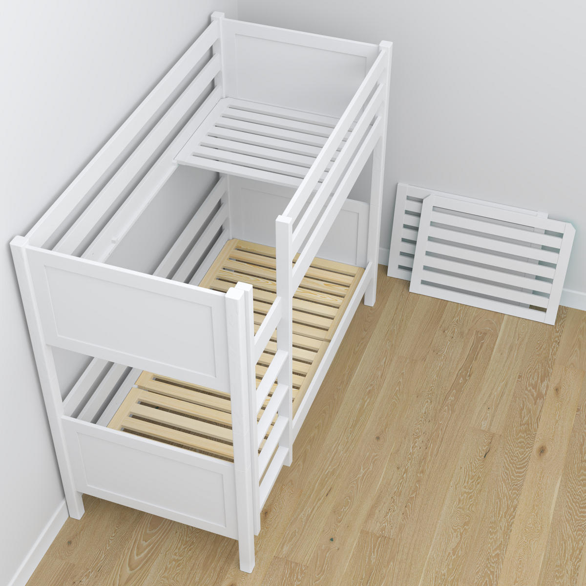 ETAGENBETT N02 mit Schublade Weiß 80/190 - Weiß, Naturmaterialien/Holz (80/190cm) - N-Wood