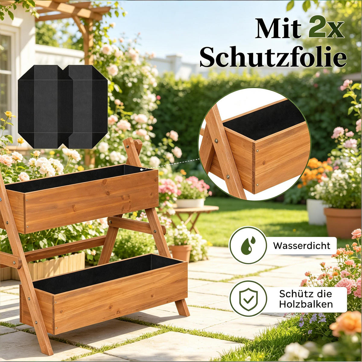 HOCHBEET 80/62/68 cm Braun - Braun, Holz/Metall (62/68/80cm) - Oxeza