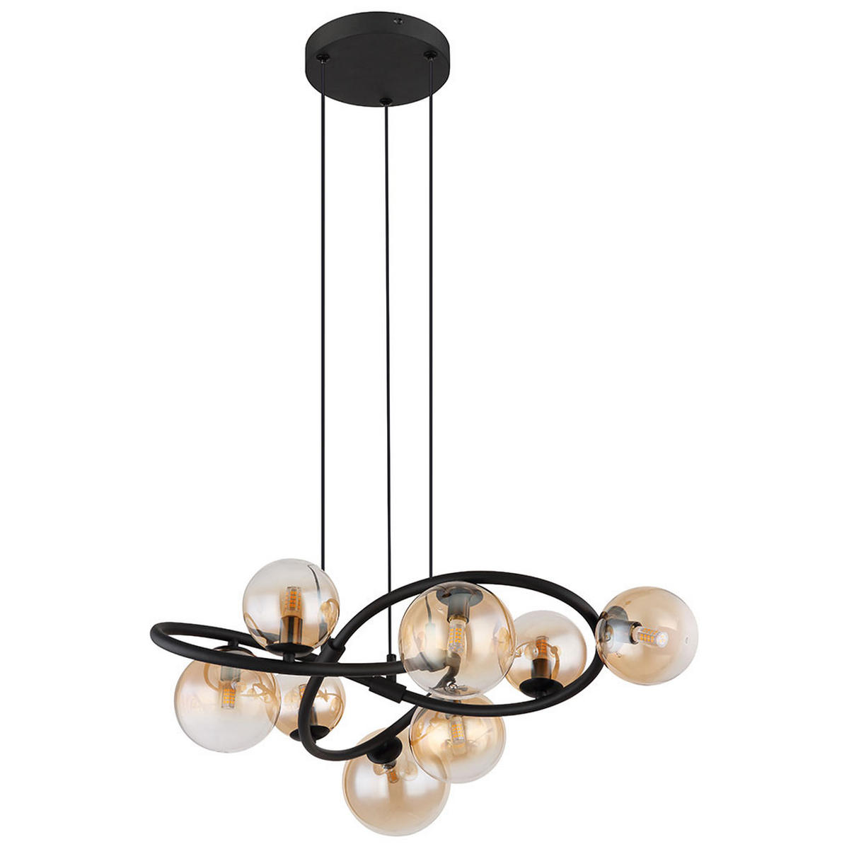 LED HÄNGELEUCHTE Tuberius Schwarz Orange - Orange, Glas (65/65/120cm) - Globo Lighting