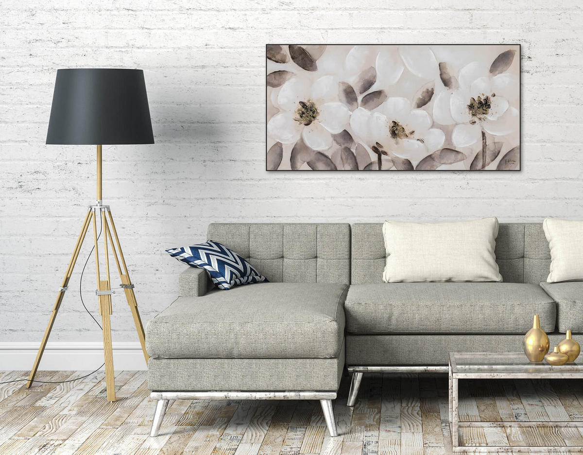 OLEJOMAĽBA 120/60 cm, More a pláž - hnedá/béžová, drevo/textil (120/60cm) - KUNSTLOFT