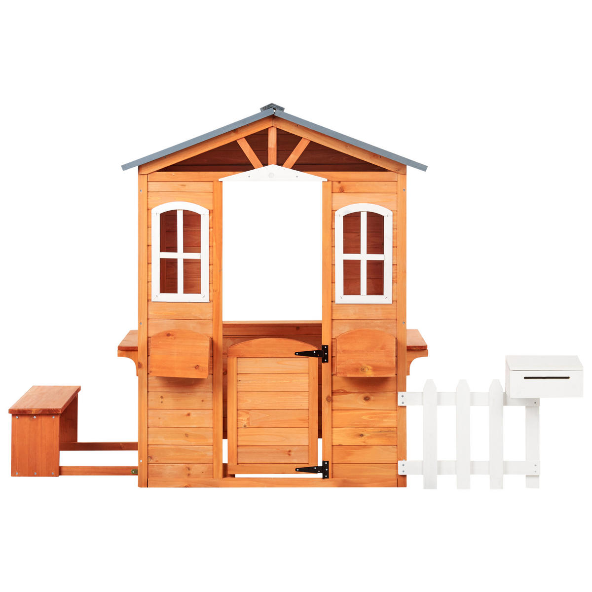 GARTENSPIELHAUS Heller Holzfarbton Ampeliko - Hellbraun/Weiß, Holz (212/142/120cm) - Beliani
