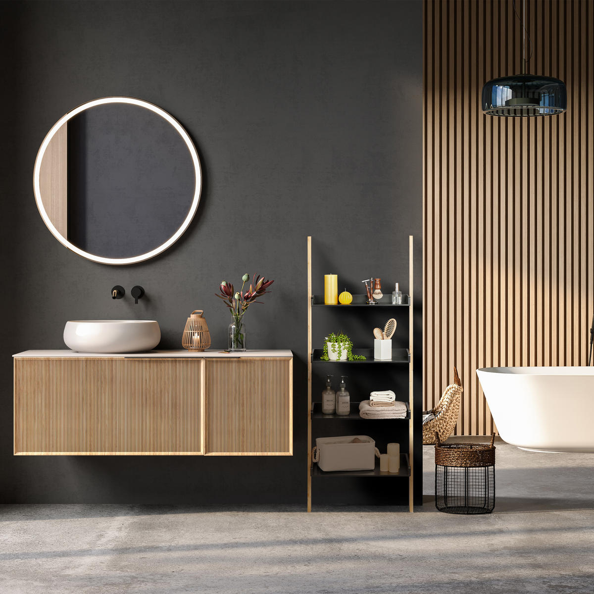 LEITERREGAL - Multicolor, Holz/Holzwerkstoff (56/145/30cm) - Relaxdays