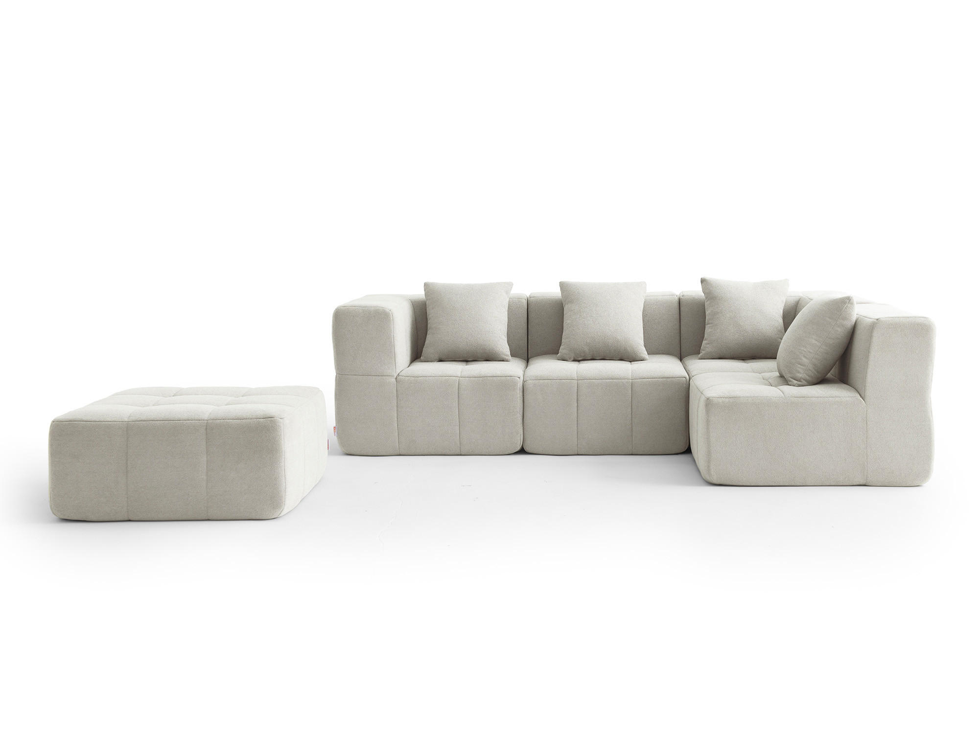 ECKSOFA Bouclé-Stoff Cremebeige - Beige, Textil (260/190cm) - MILYsofa