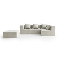 ECKSOFA Bouclé-Stoff Cremebeige - Beige, Textil (260/190cm) - MILYsofa