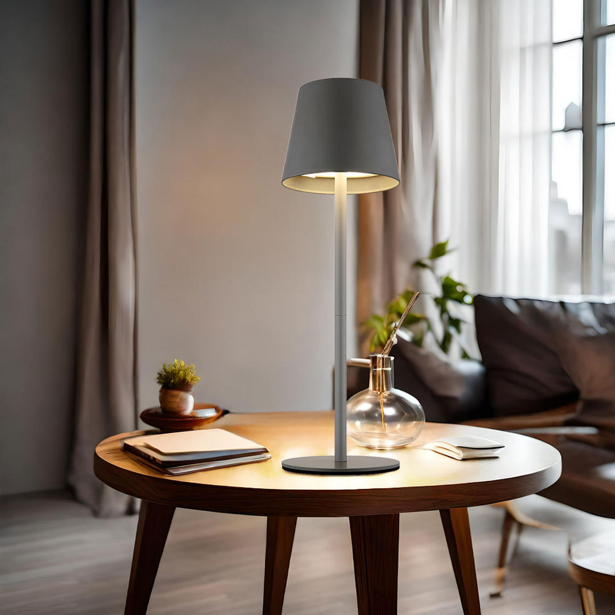 LED TISCHLAMPE Vannie Grau Akku - Grau, Metall (11.5/11.5/36cm) - Globo Lighting