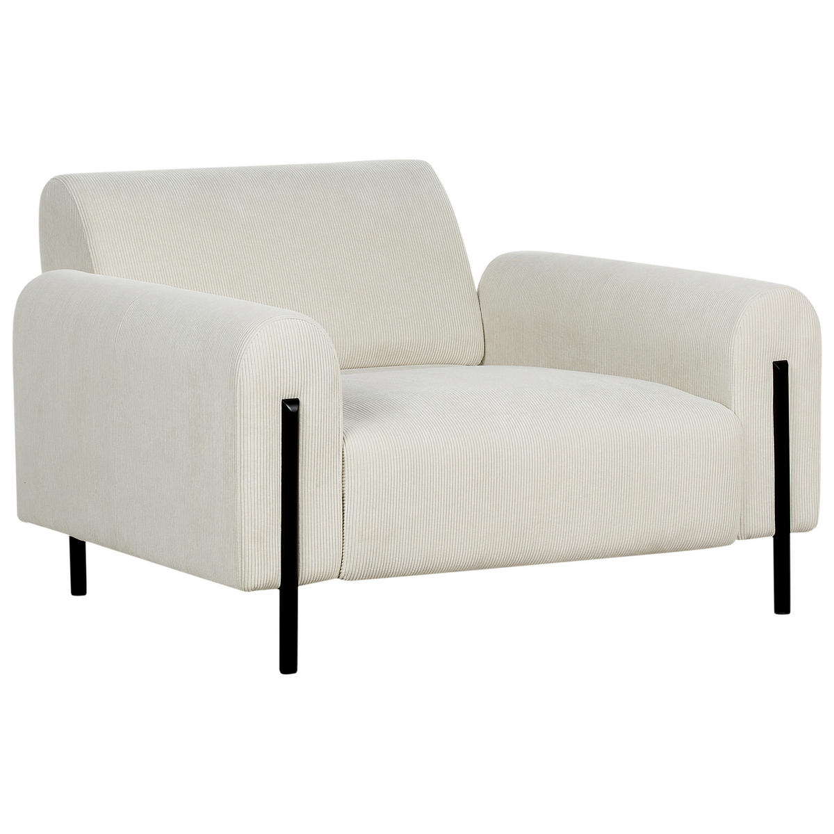 SESSEL Cremeweiß Askim - Creme/Schwarz, Textil (123/79/95cm) - Beliani