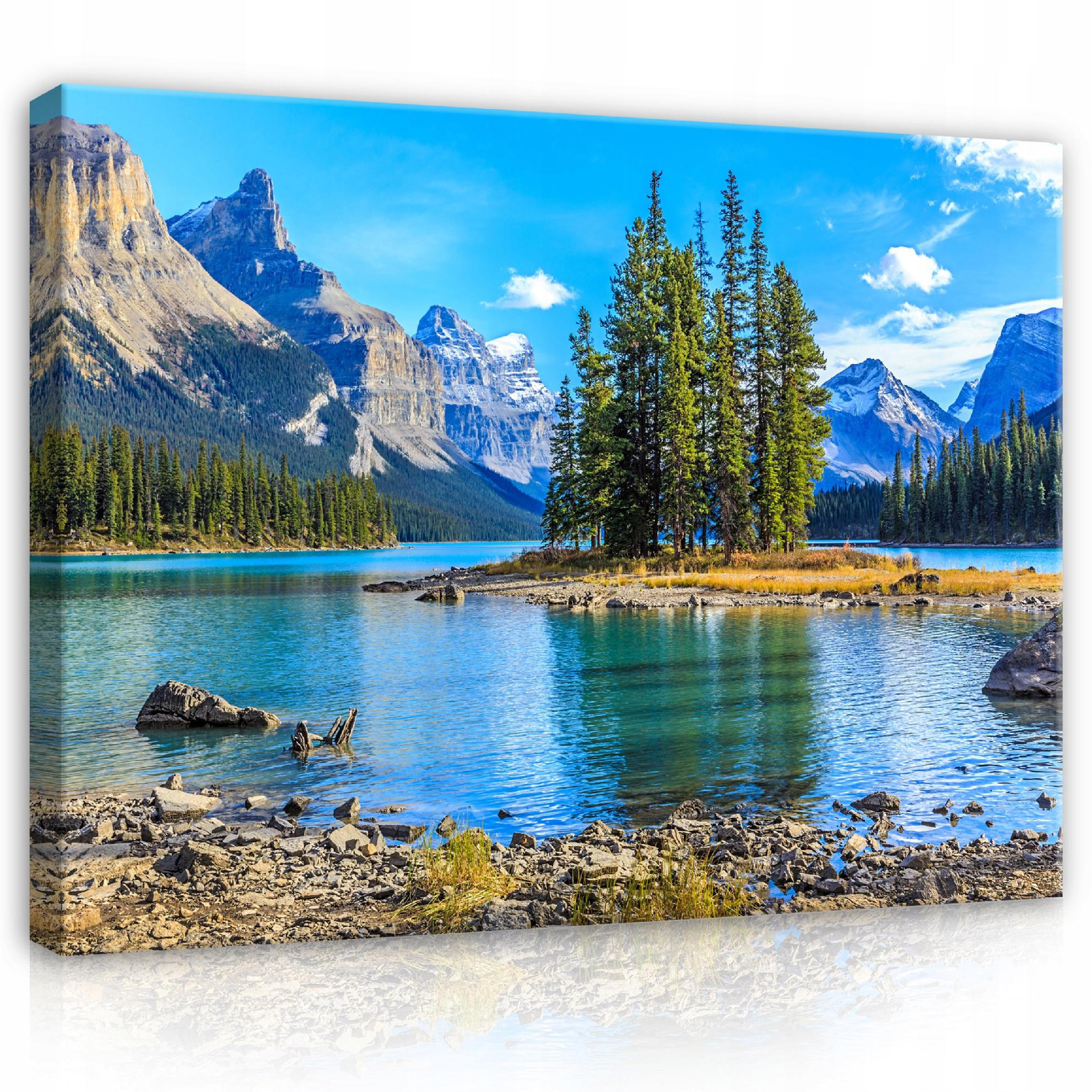 LEINWANDBILD Natur Berge See 100x70 - Multicolor, Holzwerkstoff (100/70cm) - Wallarena