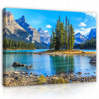 LEINWANDBILD Natur Berge See 120x80 - Multicolor, Holzwerkstoff (120/80cm) - Wallarena