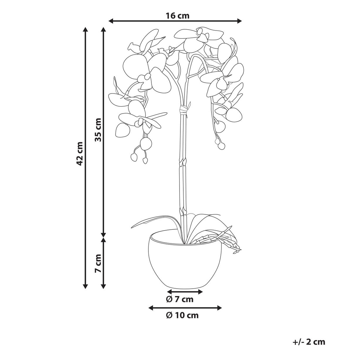 KUNSTPFLANZE im Blumentopf 42 cm Grün/Weiß Orchid - Weiß/Grün, Kunststoff (42cm) - Beliani