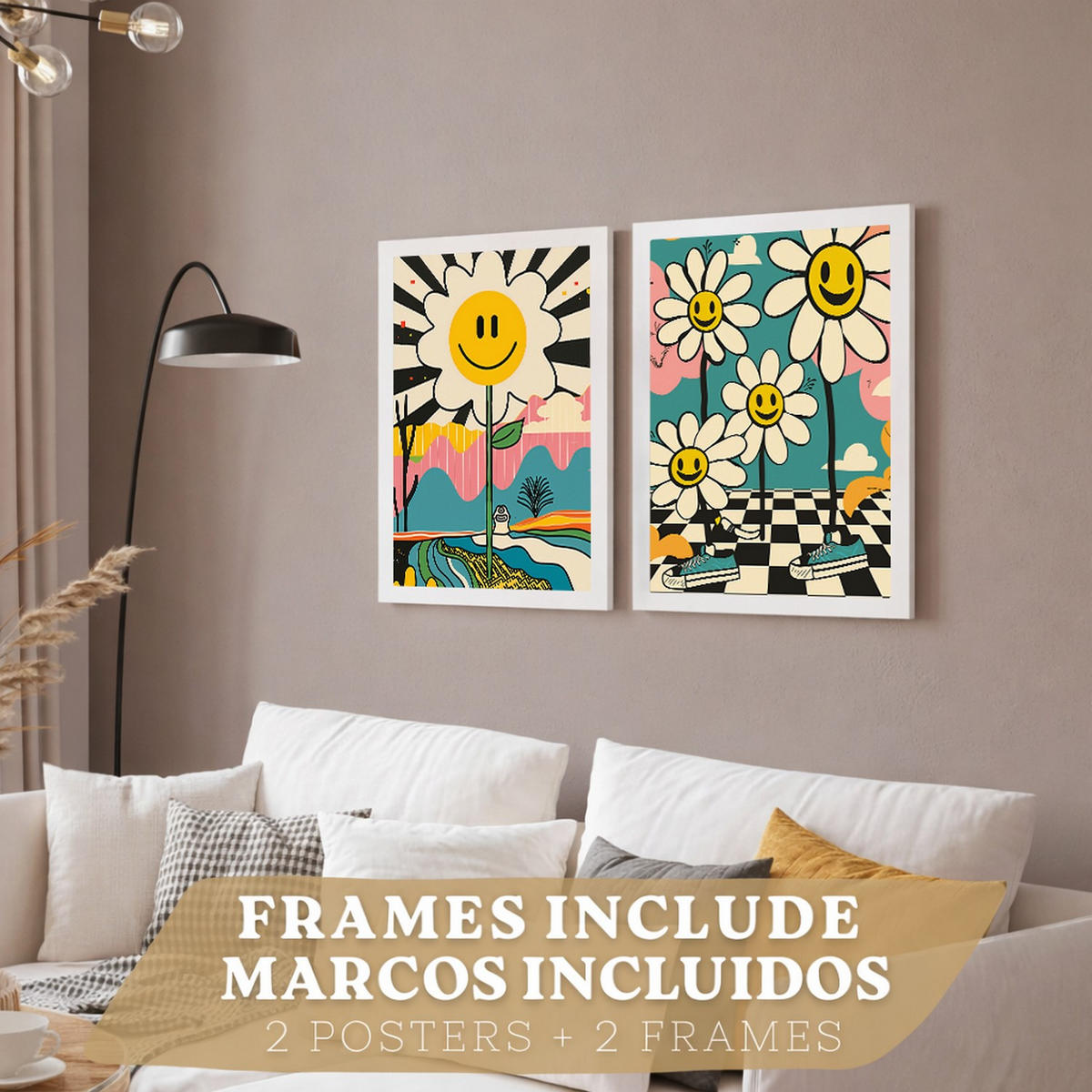 PLAKAT Sada 2 Margarity A3 Bílý rám - bílá, papír (29.7/1/42cm) - Nacnic