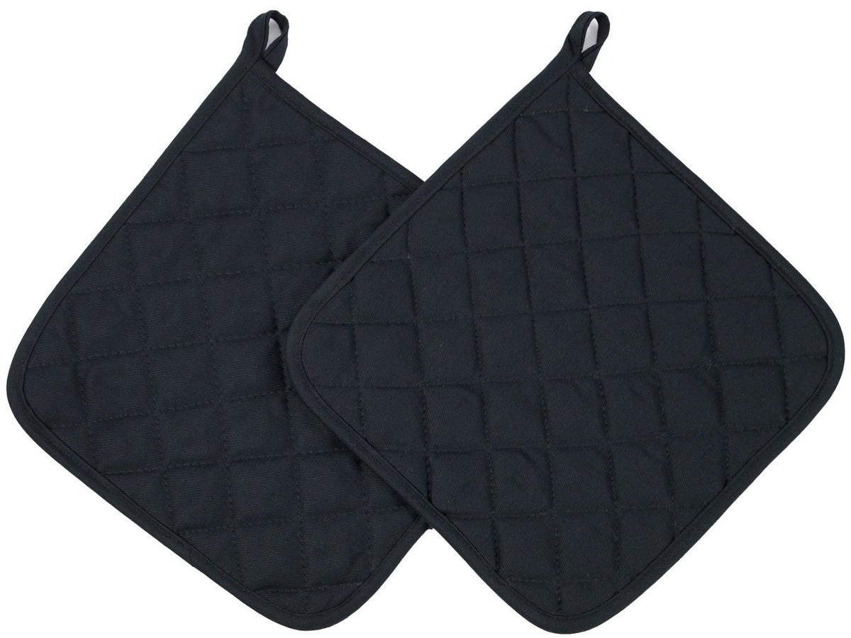 TOPFLAPPEN, 2er-Set, 24x24 cm, 100% Baumwolle, Schwarz - Schwarz, Textil (24/24cm) - Zollner