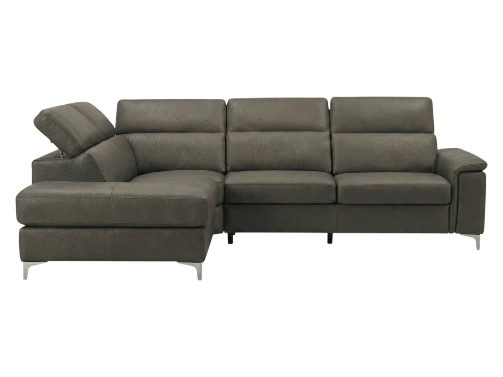 ECKSOFA Avenger Echtleder Greige - Greige, Leder/Metall (224/81/271cm)