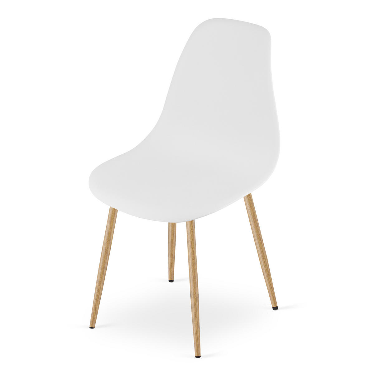 ESSZIMMERSTUHL 4-er Set KALEO weißer Sitz, natürliche Beine - Weiß/Naturfarben, Kunststoff (46/84/51cm) - Valora