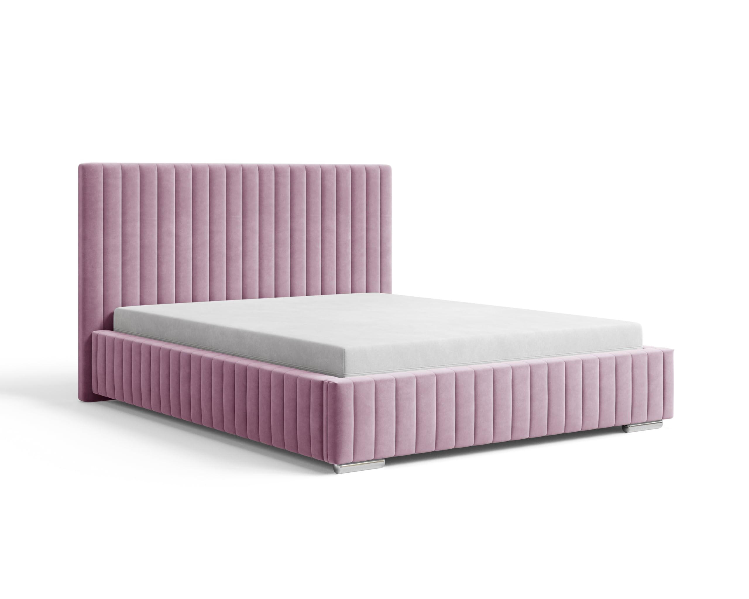 POLSTERBETT 180x200 cm mit Bettkasten, Lattenrost und Kopfteil, Eleganter Zanzibar-Stoffbezug, Rosa - Rosa, Holz (180/200cm) - Chilly