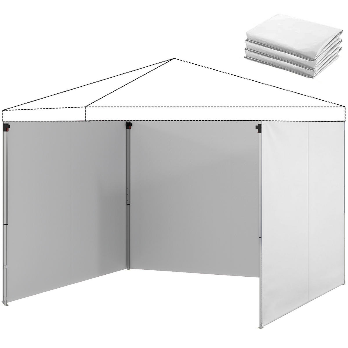 PAVILLON-SEITENWAND, Oxford-Gewebe weiß, Reißverschluss - Weiß, Kunststoff (25/13.5/32cm) - Vallsero