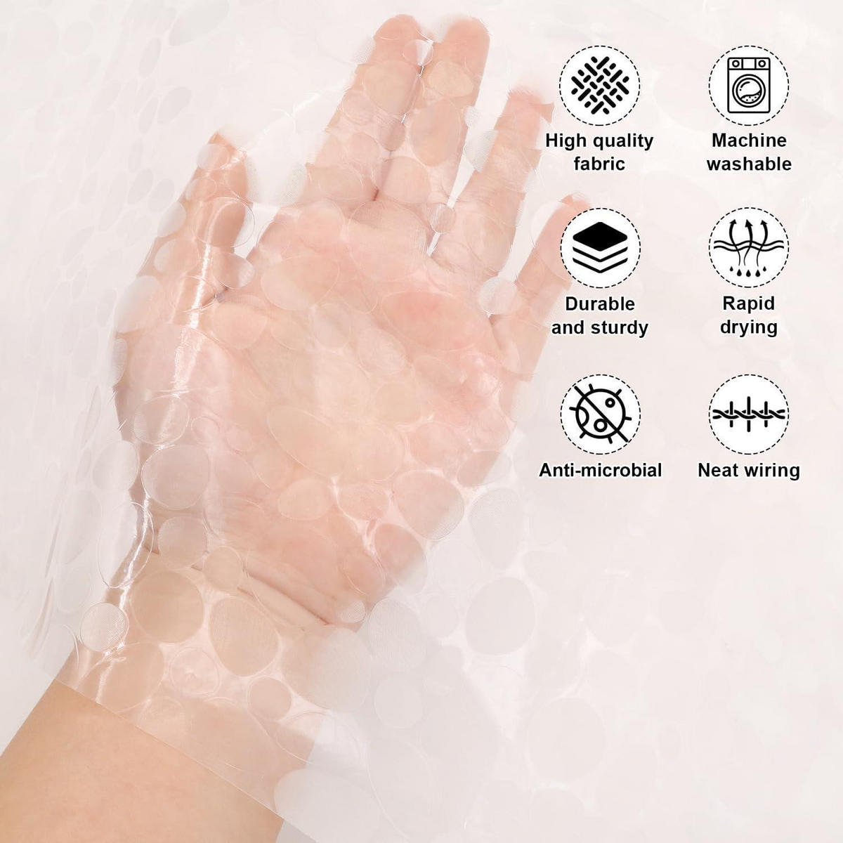 DUSCHVORHANG 180 x 180 cm PEVA Anti-Schimmel Wasserdicht - Transparent, Kunststoff (180/180cm)