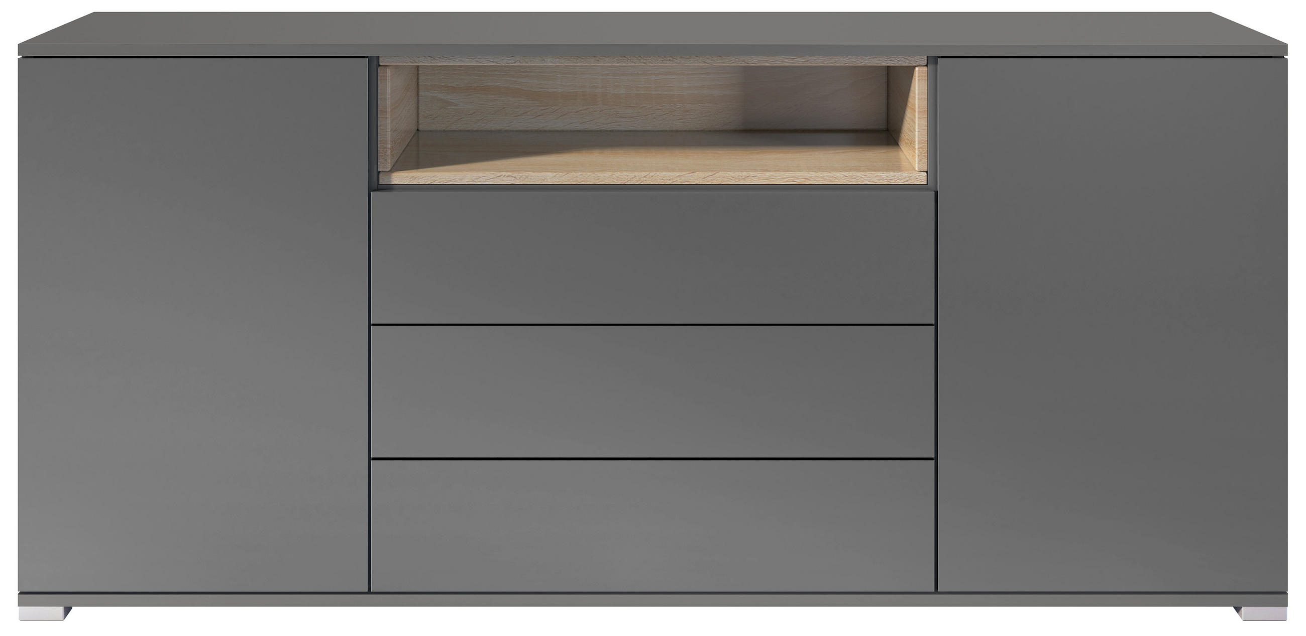 SIDEBOARD Skadu Eiche sägerau - Eiche San Remo, Holzwerkstoff (166.5/75.5/35cm) - Vladon