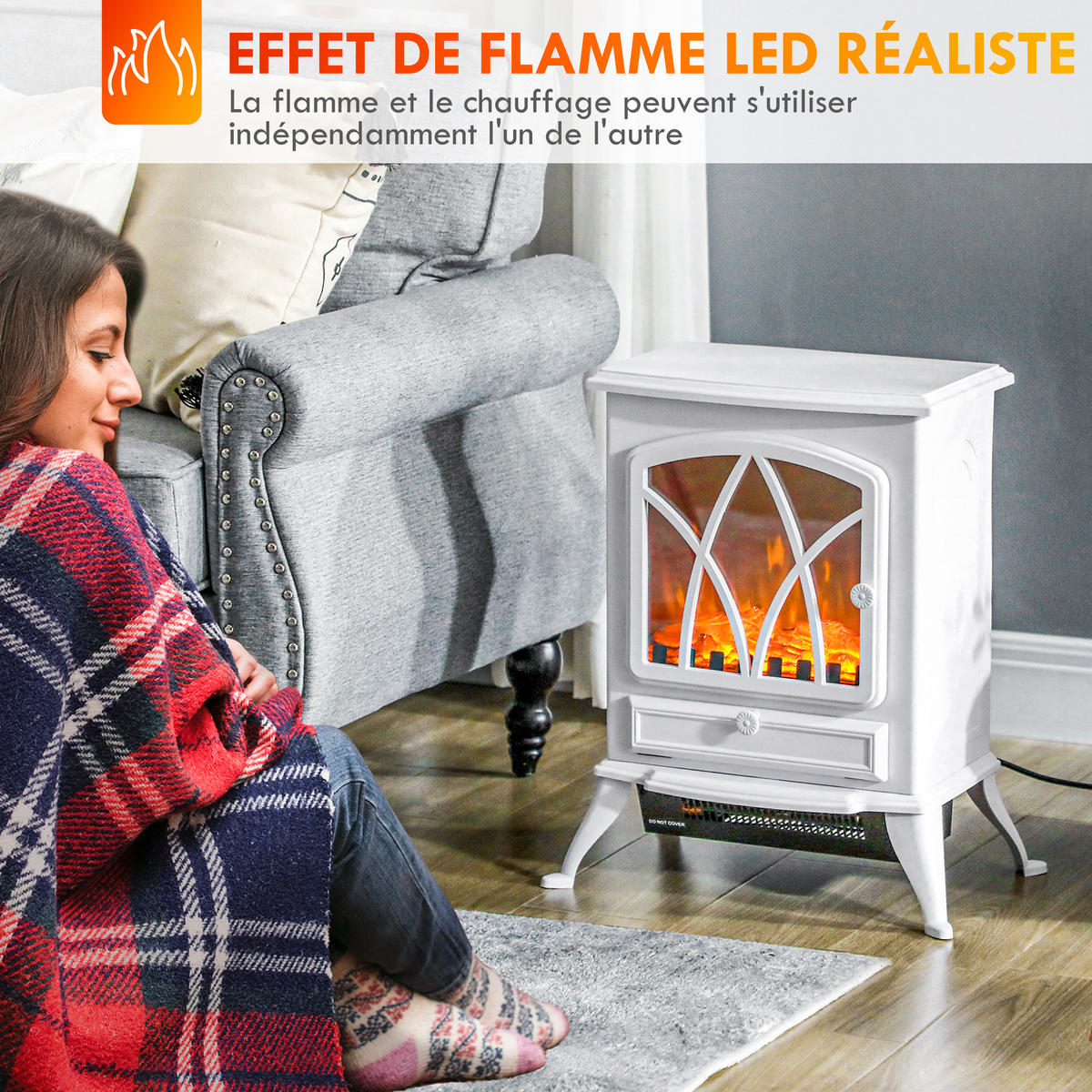 ELEKTROKAMIN DE-17053 1000/2000 W LED-Flamme Weiß - Weiß, Kunststoff (45/54/28.5cm) - ComfortXL