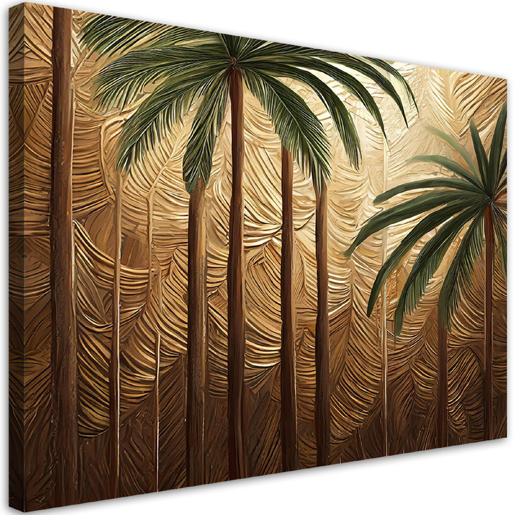 WANDBILD palme gold abstrakt - Goldfarben, Textil (60/40cm) - Feeby