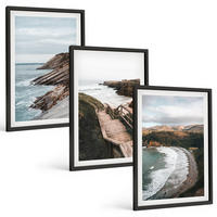 BILDER SET 3er Set - 40x60 cm Schwarzer Rahmen - Klippenblicke, Strandlandschaften - Schwarz, Kunststoff (40/60cm) - TULUP