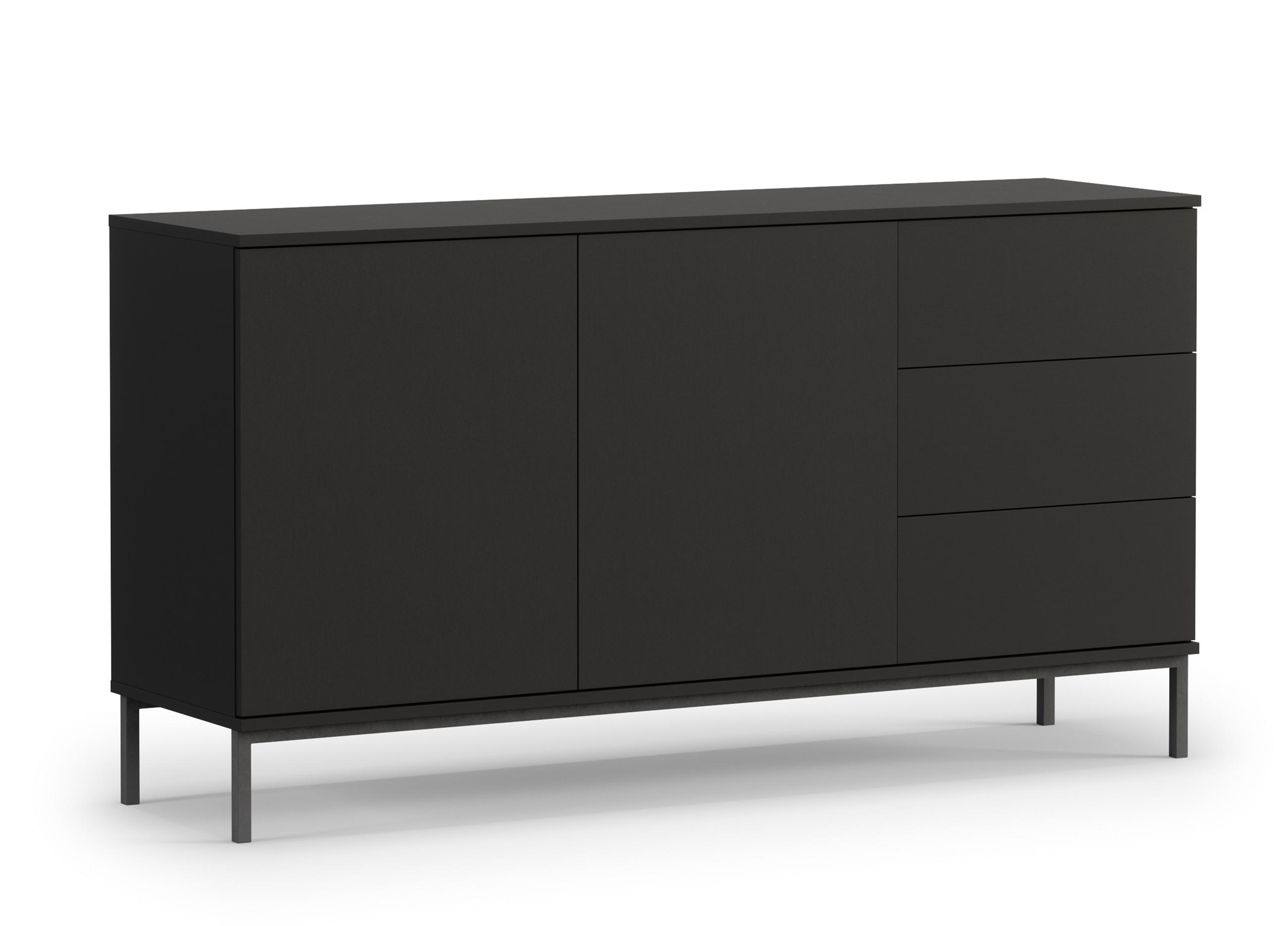 SIDEBOARD Queba 2T 3S Schwarz 150/80/41 cm – mit Schubladen und viel Stauraum - Schwarz, Holzwerkstoff (150/80/41cm) - AX Living